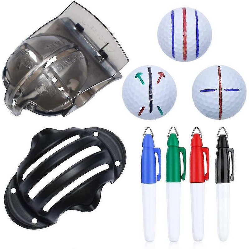 6 Pack Golf Ball Line Drawing Marker Golf Ball Liner Golf Ball Marking Tool Kit – 2 Golf Ball Marking Stencils And 4 Color Markers ONP