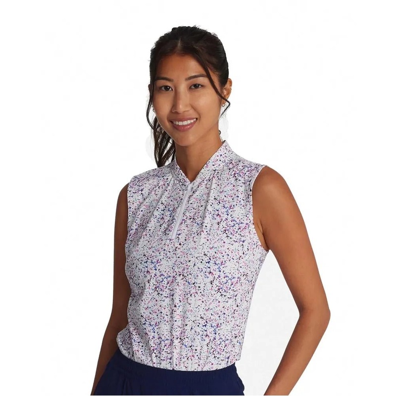 Bad Birdie Women’s Paint Splatter 3 Blade Collar Sleeveless Golf Polo
