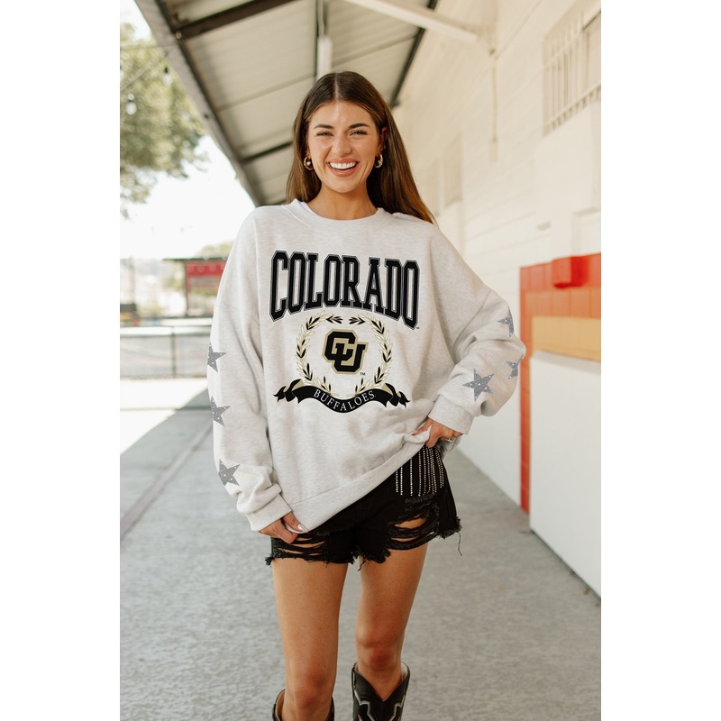 COLORADO BUFFALOES Allstar Embellished Crew Pullover By Madi Prewett Troutt