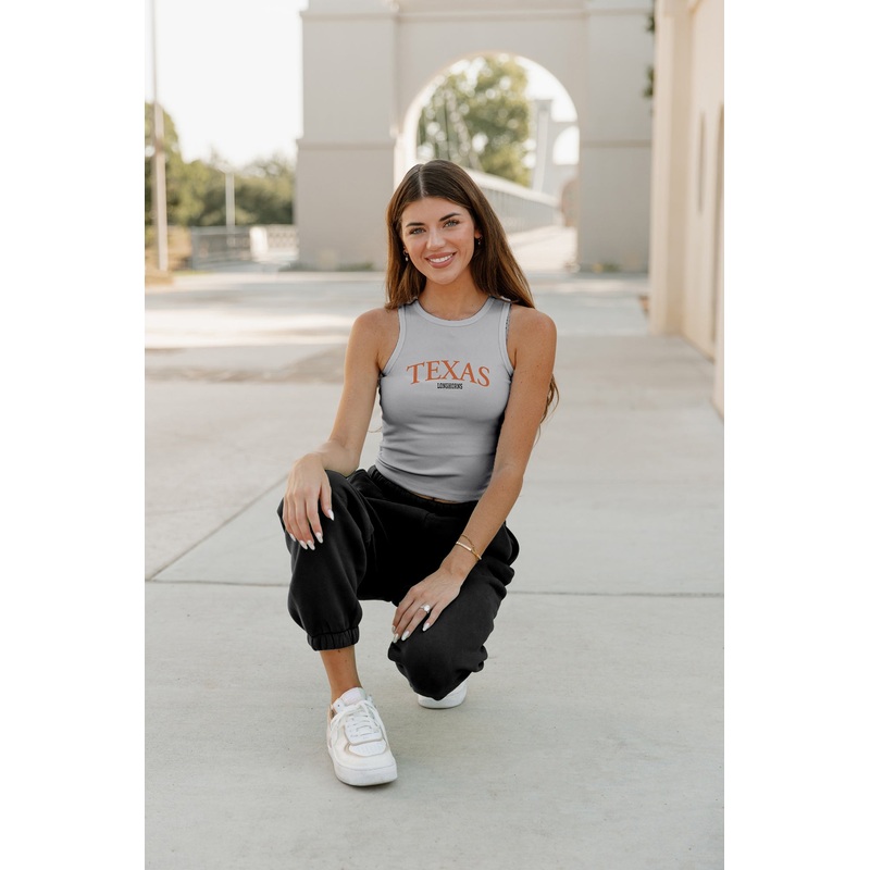 TEXAS LONGHORNS Play The Field Ribbed Crop Tank By Madi Prewett Troutt