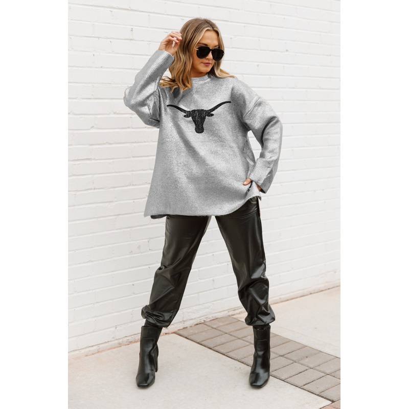 TEXAS LONGHORNS Shine Down Oversized Metallic Sweater