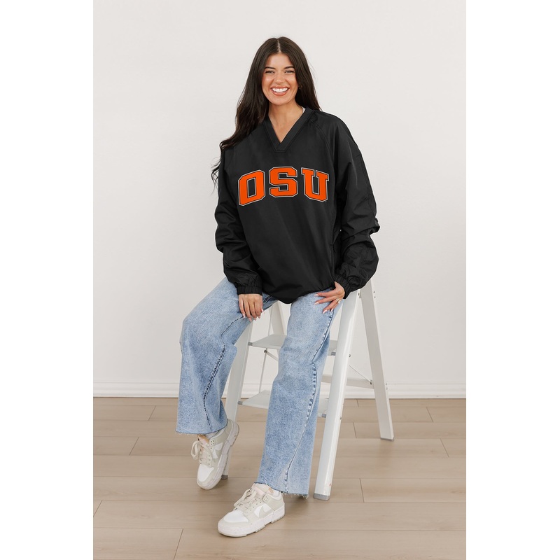 OKLAHOMA STATE COWBOYS Victory Bound V-Neck Wind Shirt By Madi Prewett Troutt