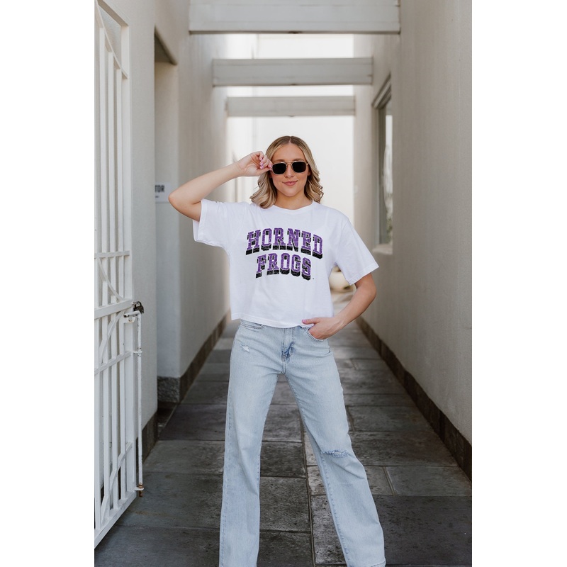 TCU HORNED FROGS Claim To Fame Boxy-Fit Crop Tee