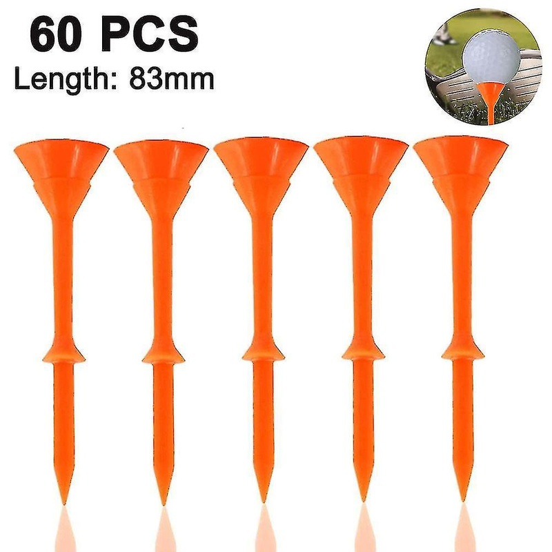 60pcs 83mm Plastic Golf Ball Nail Ballreduced Friction & Side Spin Golf Plastic Tees,orange