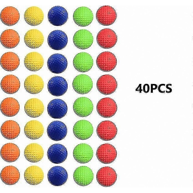 Soft Foam Golf Balls for Indoor and Outdoor Training – 40 Pack Realistic Feel PU Resin Practice Balls Limited Flight Design