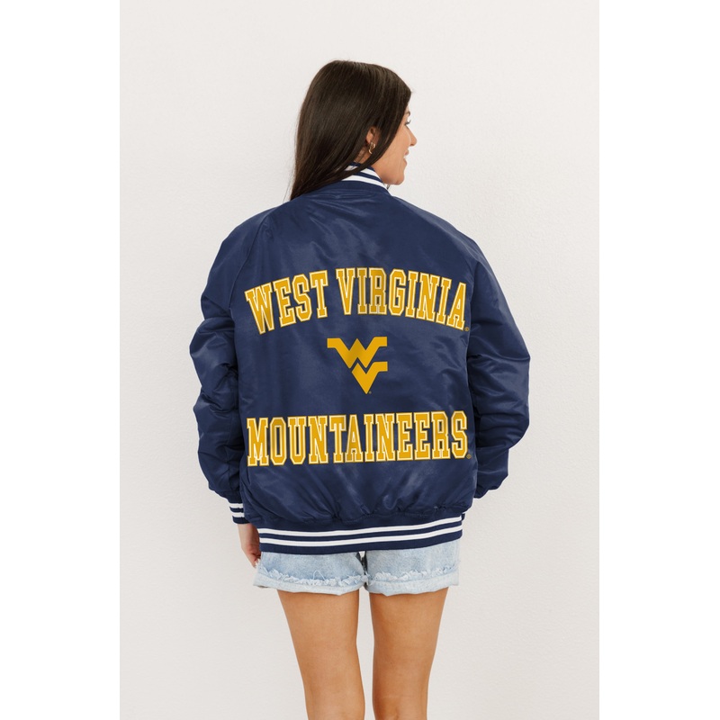 WEST VIRGINIA MOUNTAINEERS Champion’s Club Striped Varsity Jacket By Madi Prewett Troutt