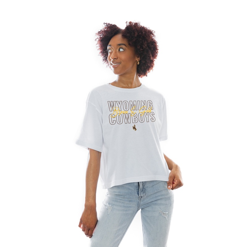 WYOMING COWBOYS Keep Playing Boxy-Fit Crop Tee