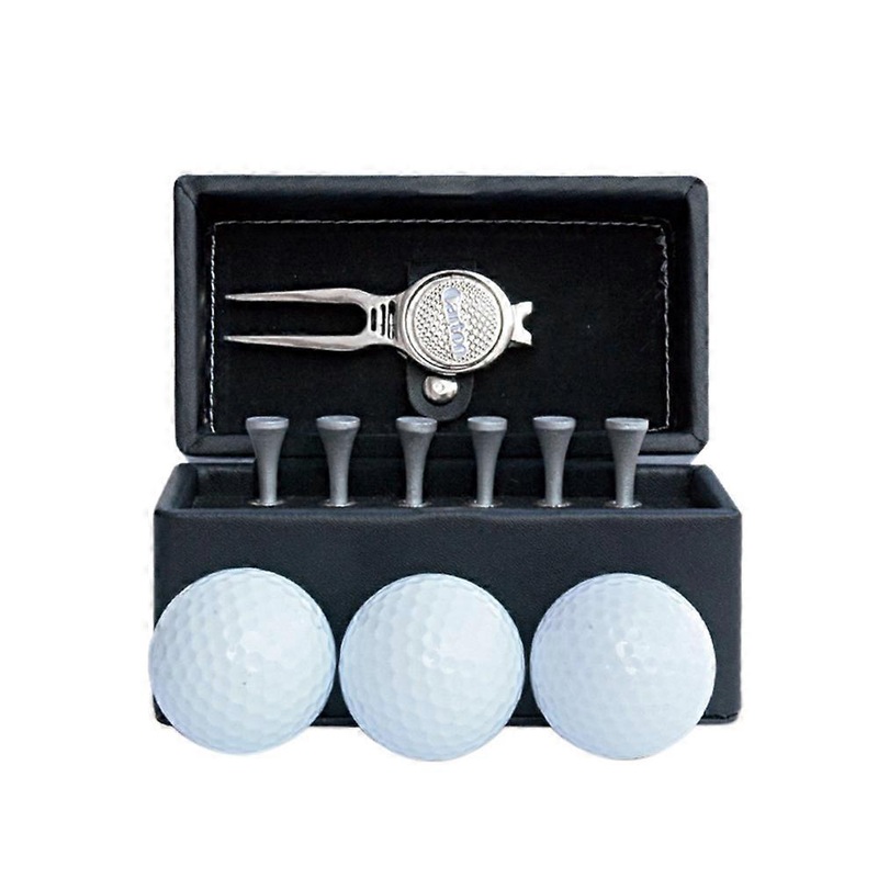 11 Piece Golf Gift Set with 6 Golf Tacks 3 Golf Balls 1 Turf Restoration Tool Leather Case Set Gol