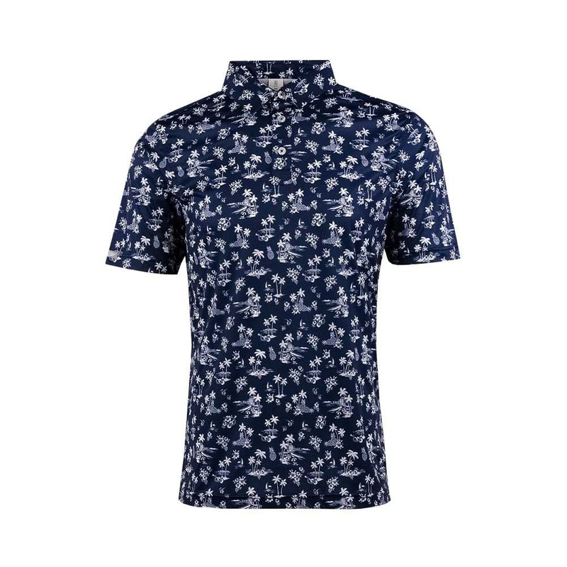 Straight Down Aloha Polo|Indigo|Bay Green|Small|Medium|Large|X-Large|XX-Large