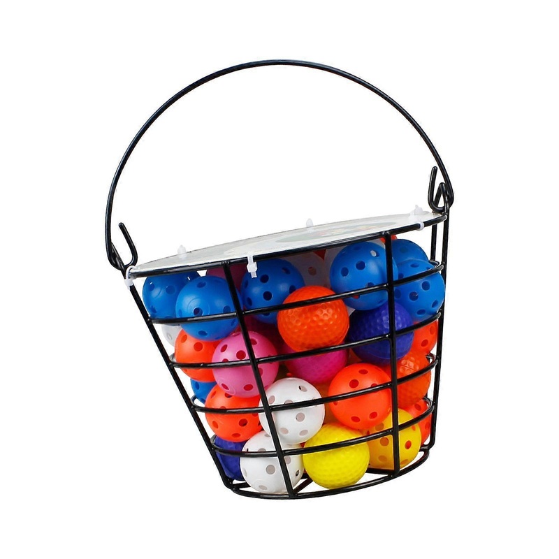 Golf Ball Basket Golf Range Bucket Portable Metal Golf Basket Carrier with 50Pcs Balls Golf Ball Container for Outdoor Sport