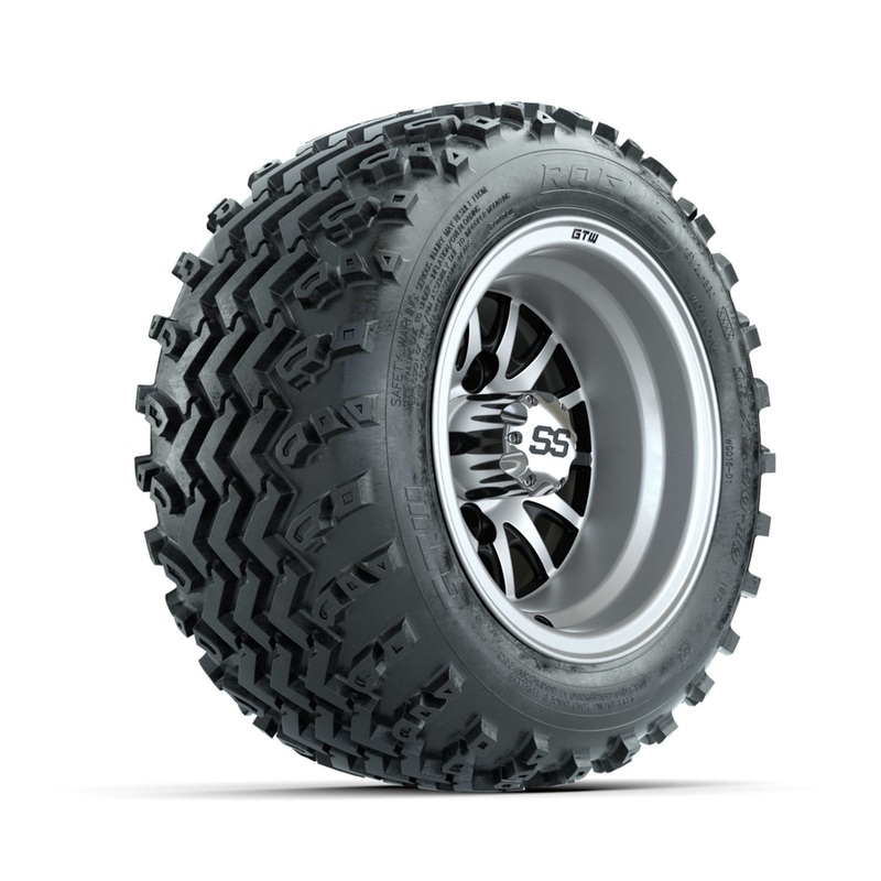 GTW Medusa Machined/Black 10 in Wheels with 18×9.50-10 Rogue All Terrain Tires  Full Set
