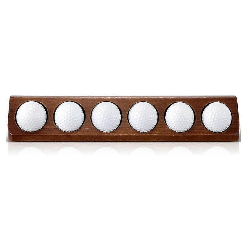 wooden golf ball display case wall mount stand holder for 6 standard size balls