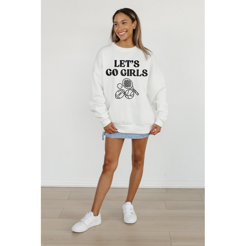 SPORTY GO GIRL PREMIUM FLEECE DROP SHOULDER CREWNECK PULLOVER
