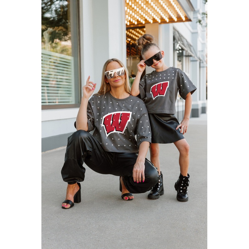 WISCONSIN BADGERS Making Moves Kid’s Rhinestone Crop Tee