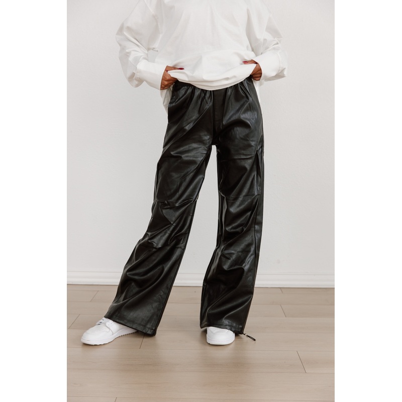 CHIC LEATHER FLOW PANTS|S|M|L