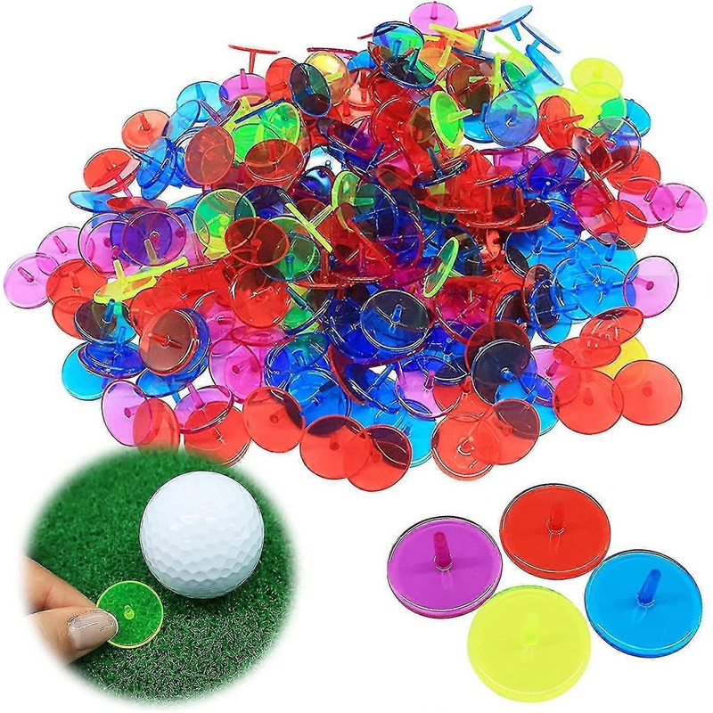 Golf Ball Markers Worth 50 Multicolor Plastic Clear 24mm Flat Round Various Colors Position Marker Set