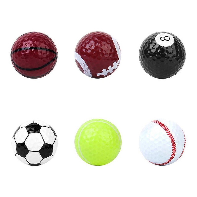 6Pcs Assorted Design Practice Golf Balls Basketball/Football/Tennis/Baseball