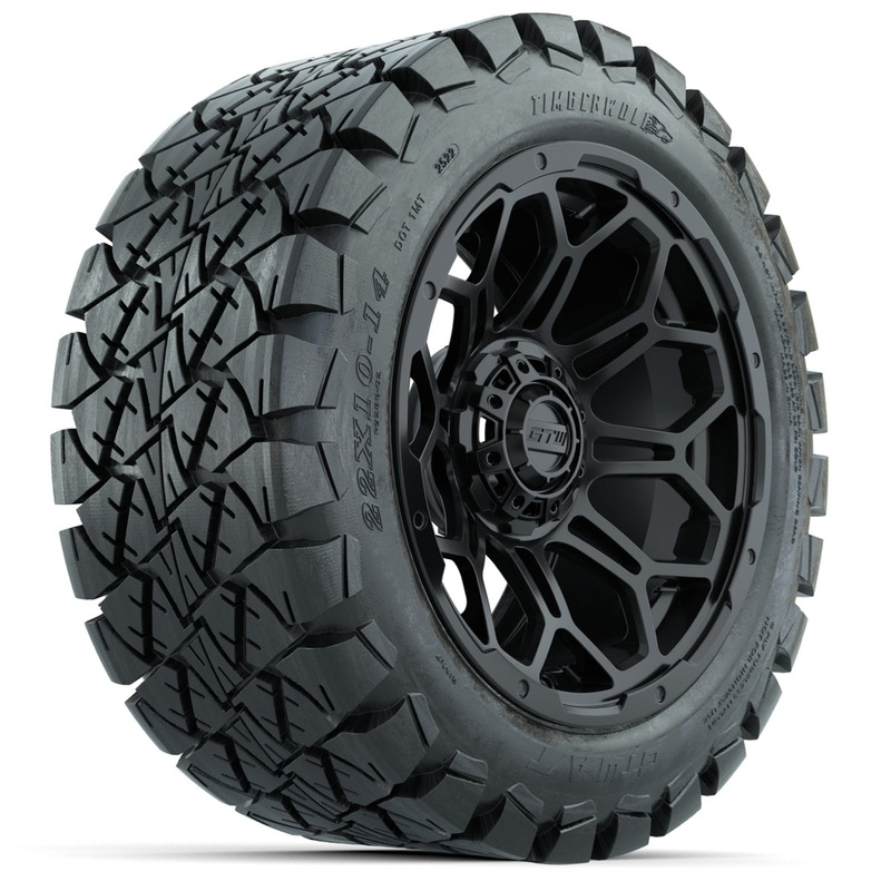 Set of (4) 14 in GTW Bravo Wheels with 22×10-14 GTW Timberwolf All-Terrain Tires PN# A19-434