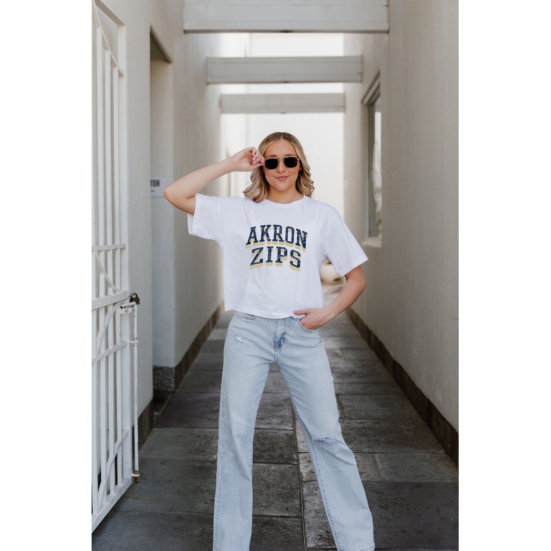 AKRON ZIPS CLAIM TO FAME BOXY FIT WOMEN’S CROPPED TEE