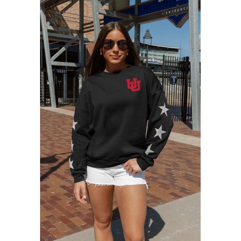 UTAH UTES Dedication Star-Sleeve Crewneck Pullover