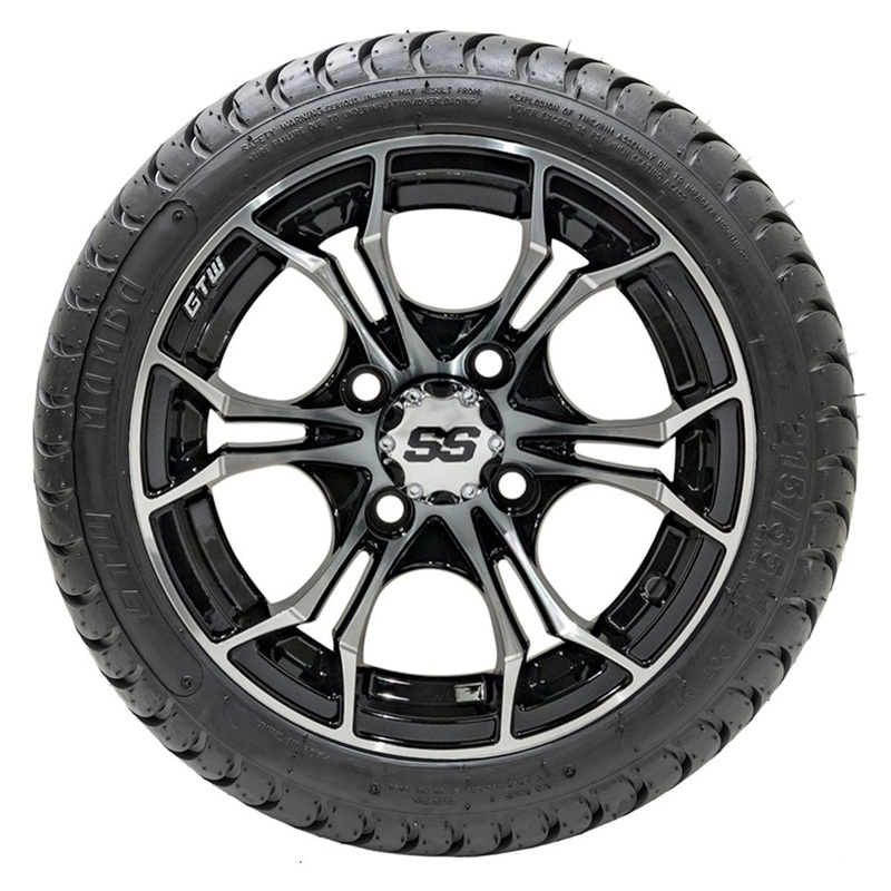 12 GTW Spyder Black and Machined Wheels with 18 Mamba Street Tires  Set of 4 PN# A19-378