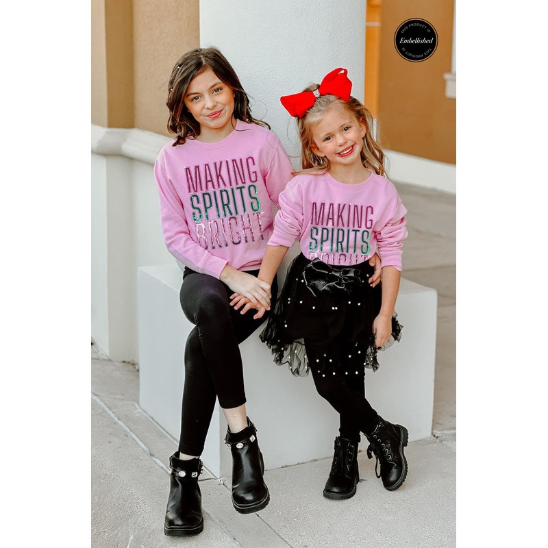 SPREAD THE CHEER EMBELLISHED CLASSIC CREW FOR TODDLERS