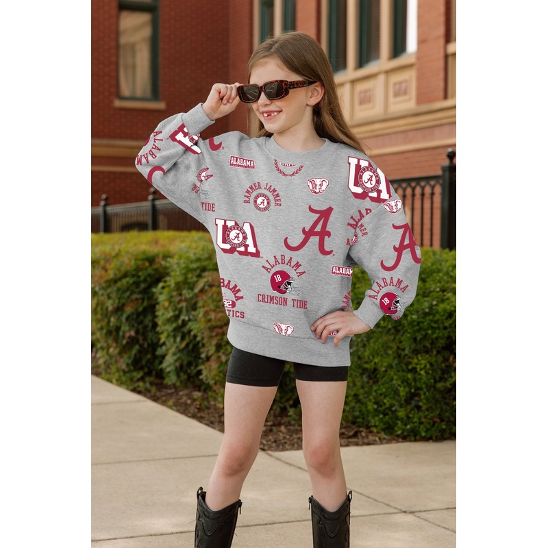 ALABAMA CRIMSON TIDE ALWAYS ON REPEAT KIDS PREMIUM CREWNECK SWEATSHIRT