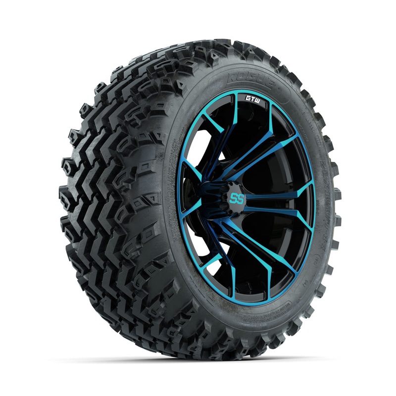 GTW Spyder Blue/Black 14 in Wheels with 23×10.00-14 Rogue All Terrain Tires  Full Set