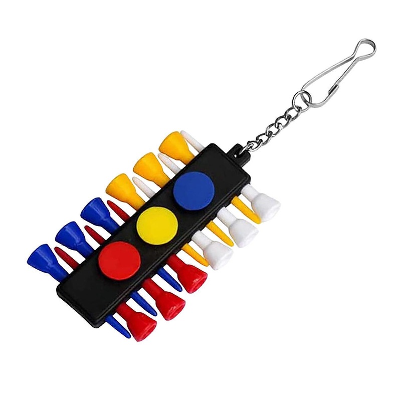 Golf Tee Holder Portable Golf Tee Storage Holder with 12 Golf Tees Holes Golf Bag Attachment Golf Tees Carrier for Carts Hitting