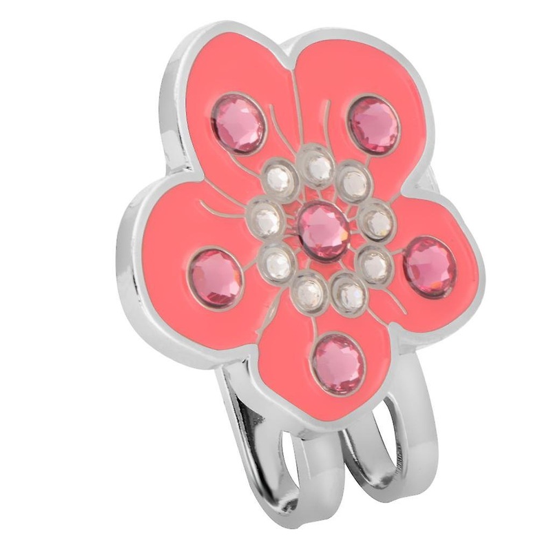 Plum Blossom Golf Crystal Cap Clip Ball Marker for Golf Cap Visor Pink