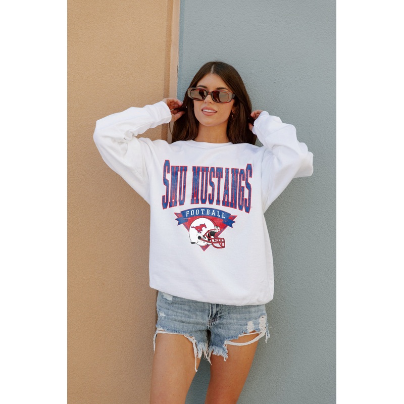 SMU MUSTANGS Slow Motion Crew Fleece Pullover By Madi Prewett Troutt