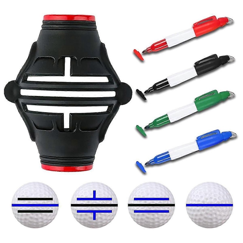 Golf Ball Marker Stencil with 4 Color Marker Pens, 360/180 Triple Line Golf Ball Markers, Golf Ball Liner Drawing