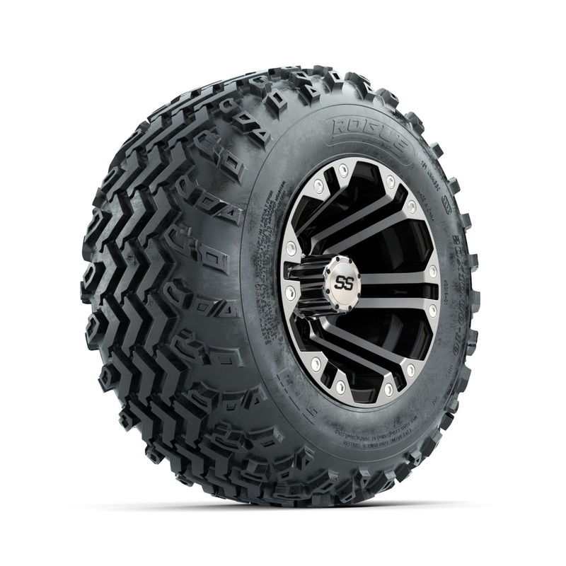 GTW Specter Machined/Black 10 in Wheels with 20×10.00-10 Rogue All Terrain Tires  Full Set