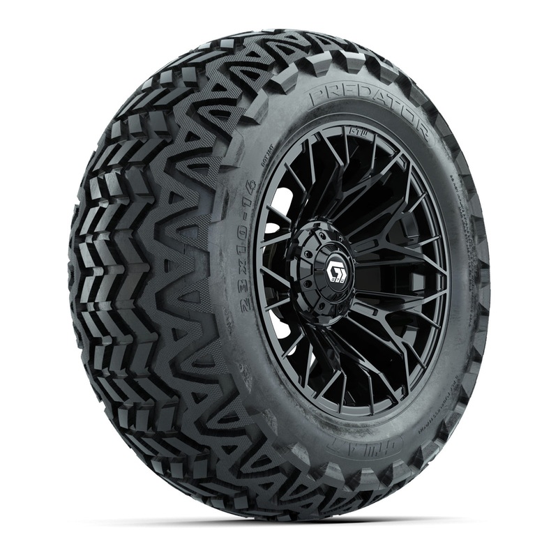 Set of (4) 14 in GTW Stellar Black Wheels with 23×10-14 Predator All-Terrain Tires PN# A19-781