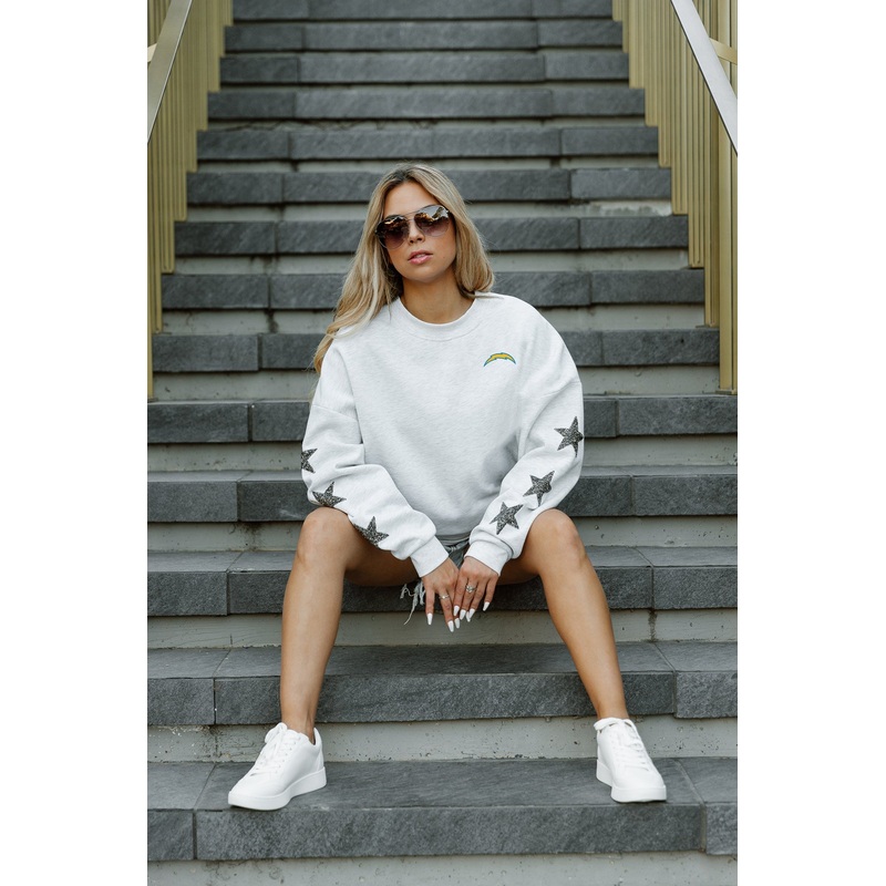 LOS ANGELES CHARGERS Radiant Energy Star-Sleeve Crewneck Pullover