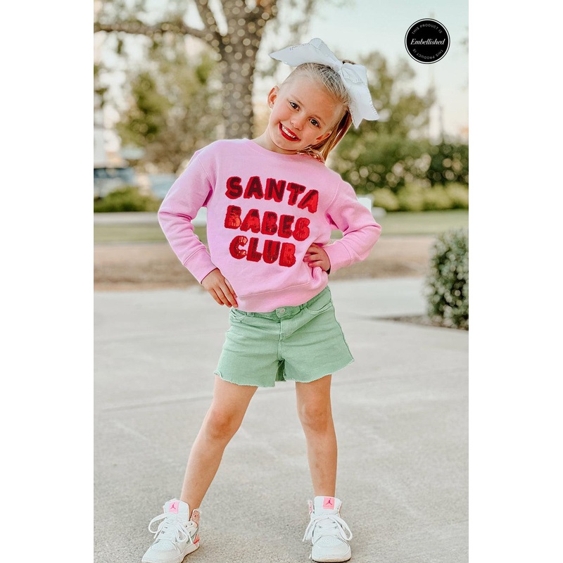 SANTA BABES CLUB EMBELLISHED CLASSIC CREW FOR TODDLERS