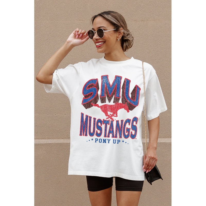 SMU MUSTANGS Shakedown Oversized Crewneck Tee