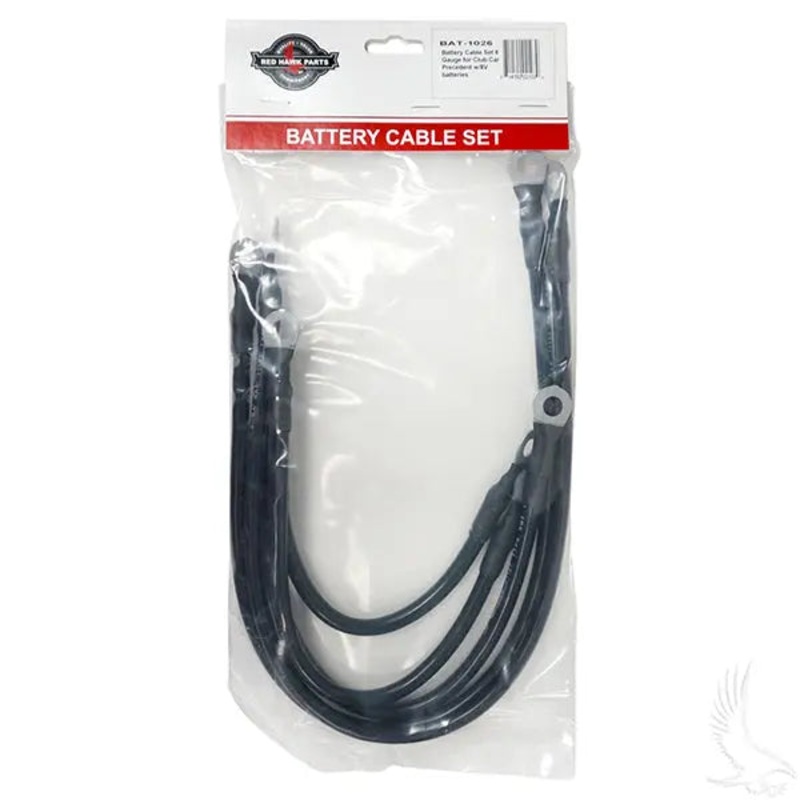 Battery Cable SET, Includes (2) 21 (2) 12 (1) 9 6 gauge, Club Car Tempo, Onward, Prec w/ 8V Batt