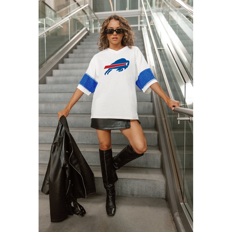 BUFFALO BILLS DOMINANCE RHINESTONE STRIPE VARSITY TEE