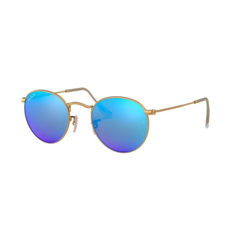 Ray-Ban Round Metal – Gold/Polarized Blue Flash