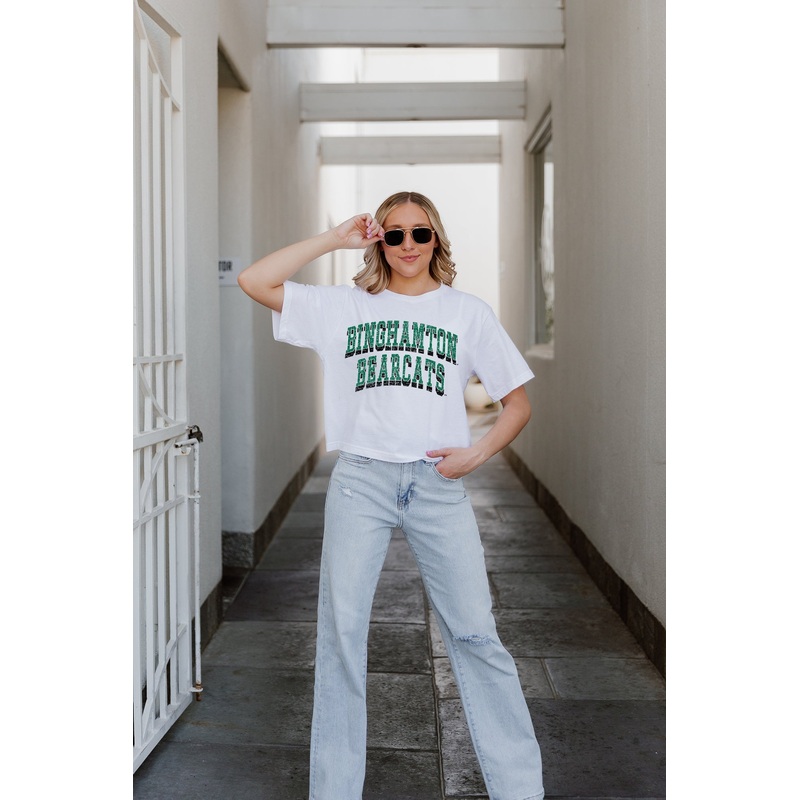 BINGHAMTON BEARCATS Claim To Fame Boxy-Fit Crop Tee