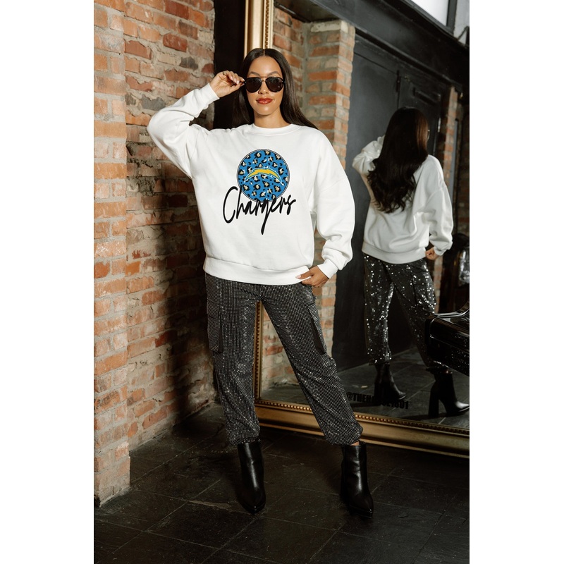 LOS ANGELES CHARGERS WILD BREAKTHROUGH PREMIUM FLEECE CREWNECK PULLOVER