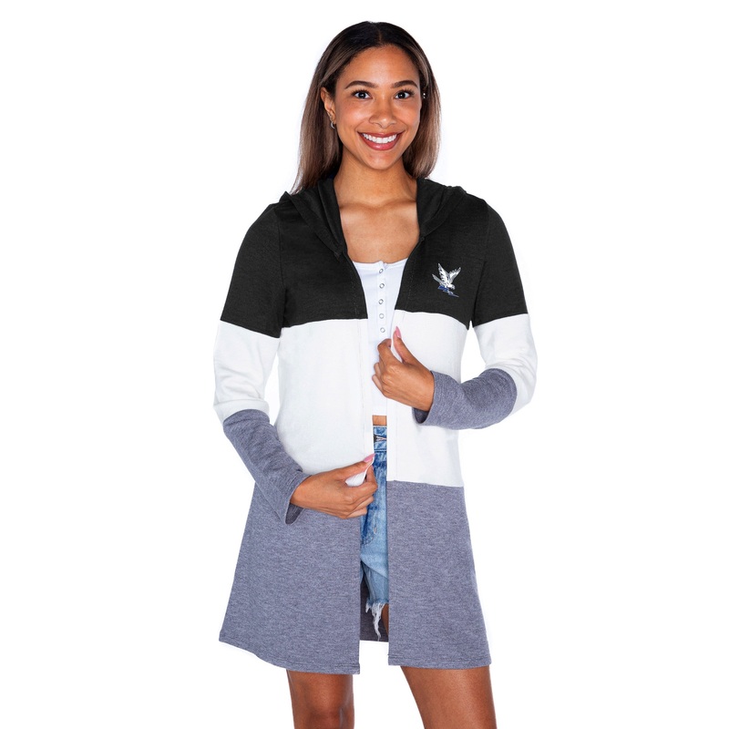 AIR FORCE FALCONS INSIGNIA WOMEN’S LIGHTWEIGHT LONG SLEEVE HOODED CARDIGAN WITH OPEN FRONT AND BOLD COLORBLOCK DETAIL