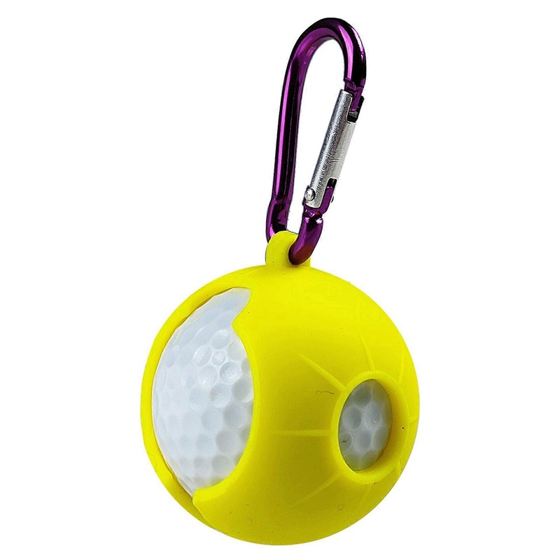 Golf Balls Holder Soft Silicone Clip with Hook, Golf Silicone Balls Sleeve Golf Balls Cover, Golf Balls Protective Bag  Yellow