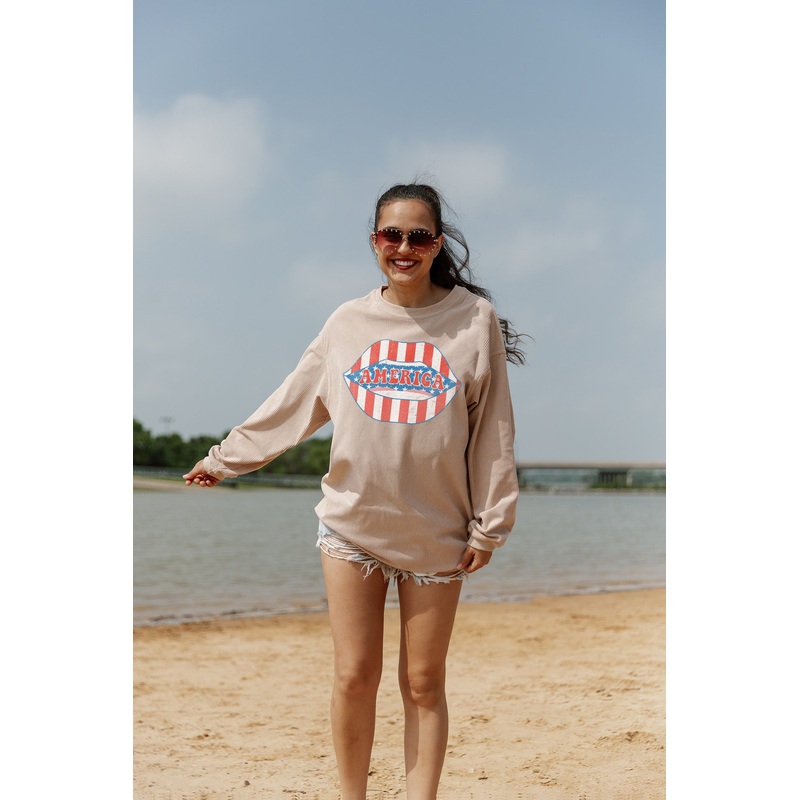 PARTY IN AMERICA CORDED VINTAGE WASH PULLOVER