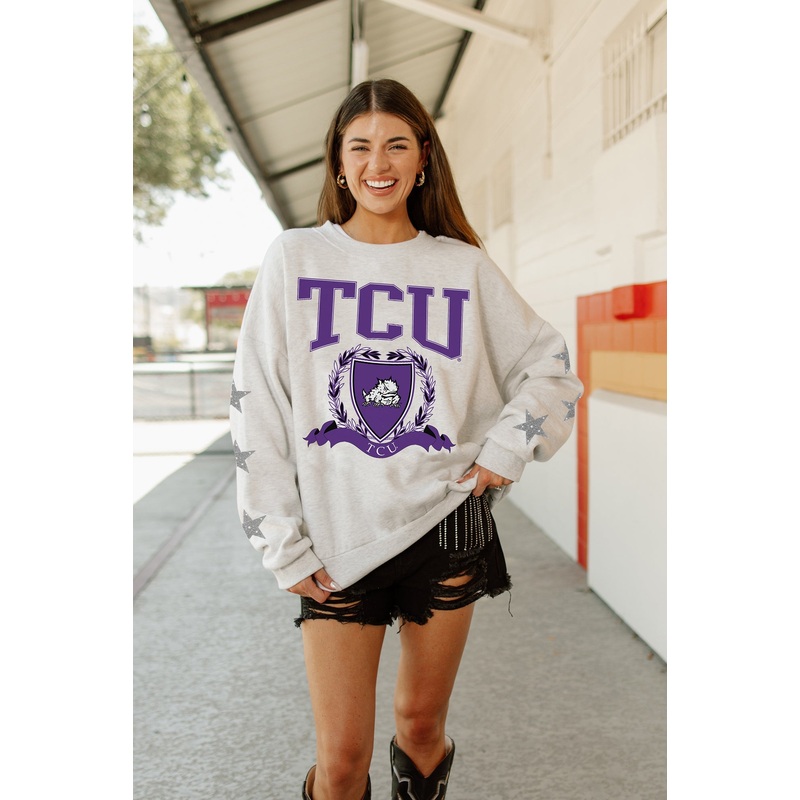 TCU HORNED FROGS Allstar Embellished Crew Pullover By Madi Prewett Troutt