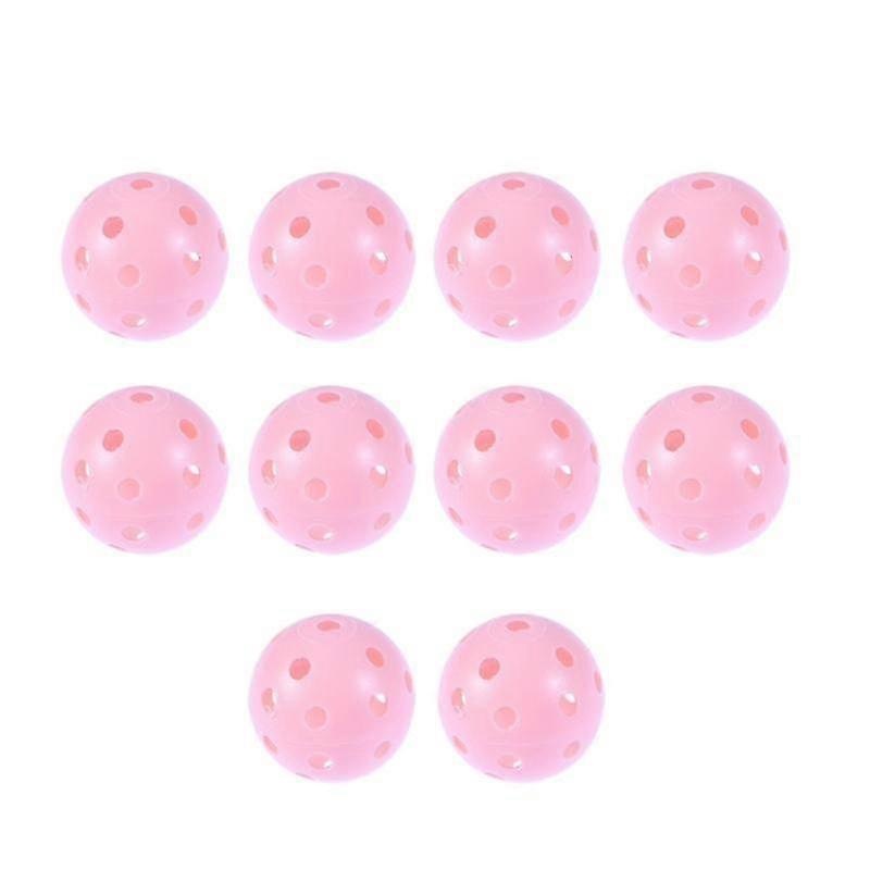 10pcs Perforated Plastic Play Balls Hollow Practice Training Sports Balls (pink)