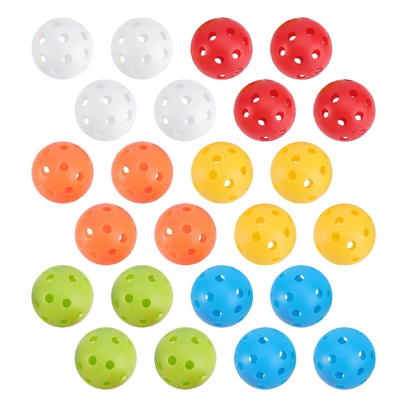 Colored Golf Balls Decorations Perforated Plastic Play Balls Assorted Color 1.6 Inch For Warm Ups 24Set