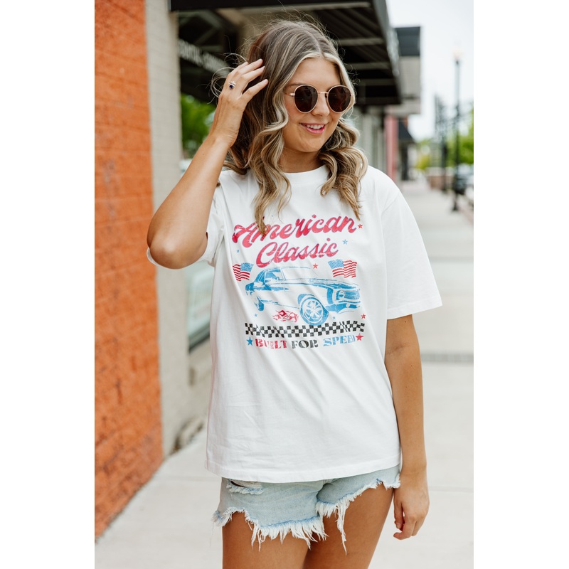 AMERICAN CLASSIC OVERSIZED VINTAGE WASH TEE IN IVORY