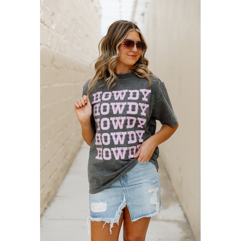 WE SAY HOWDY OVERSIZED VINTAGE WASH TEE IN ASH